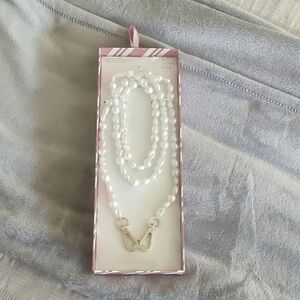 A New Day White Faux Pearl Beaded Phone Crossbody Lanyard Elegant